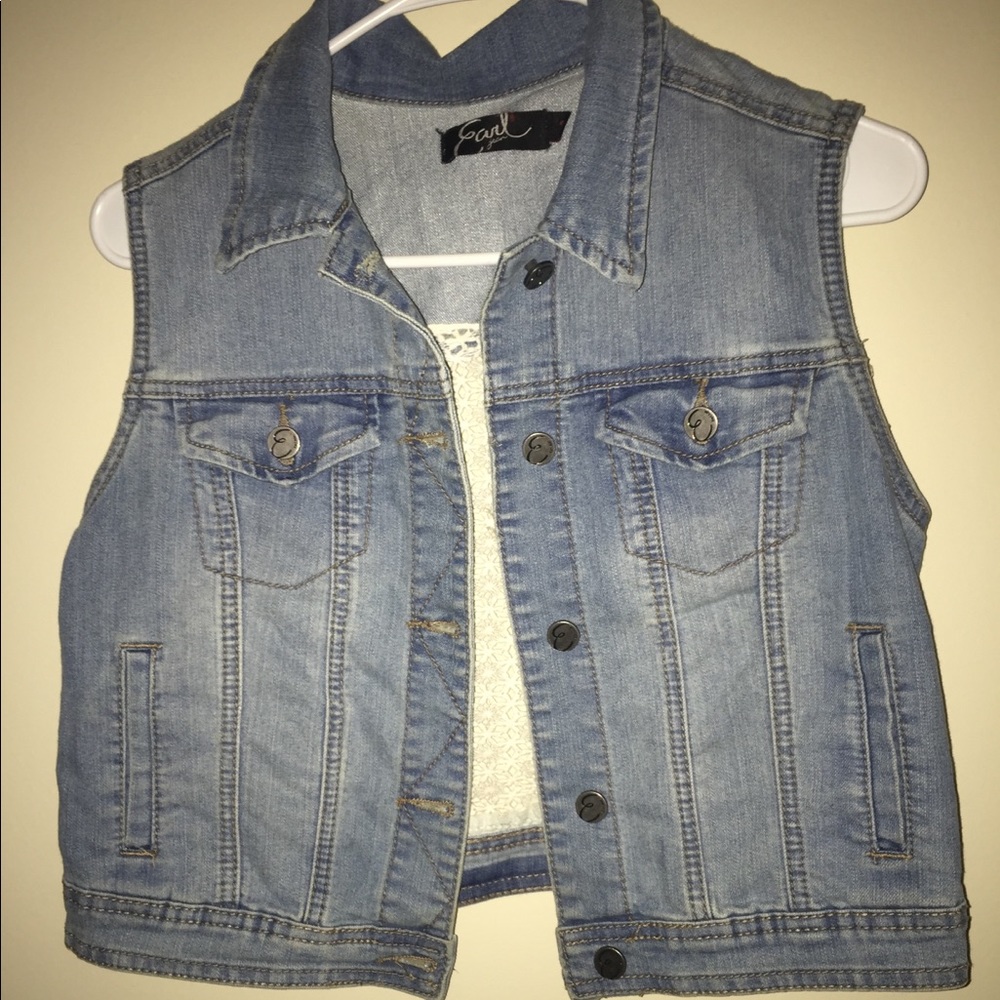 Denim Vest with crochet back